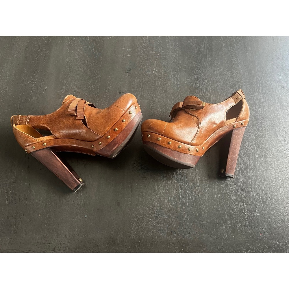 UGG Australia Celestina Leather Platform Heels Clogs Women's Size 7 Bow